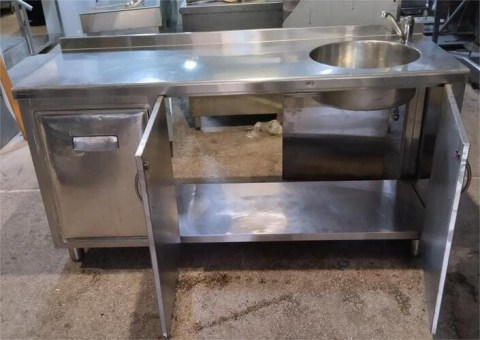 Ερμάριο Ανοξείδωτο 164x58x85Cm με Κάδο Φάκελο & Γούρνα Μεταχειρισμένη